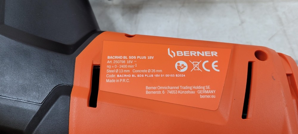 Berner BACRHD BL SDS Plus 18V Cordless Rotary Hammer (TOOL ONLY)
