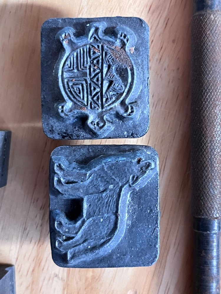 CRAFTOOL CO LEATHER STAMP LOT WOLF TURTLE ARROW MISC