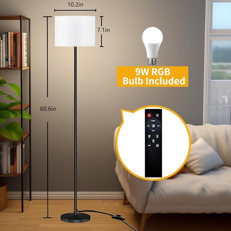 Smart Floor Lamp Remote Control RGB Music Sync Adjustable Brightness Timer New