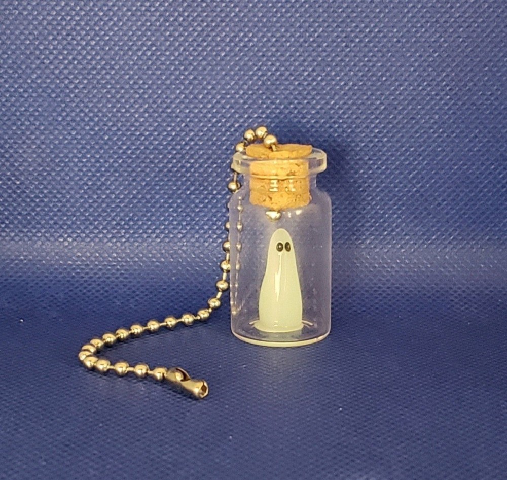 Glow-in-the-Dark Ghost Glass Bottle Light Pull or Fan Pull - Ghost