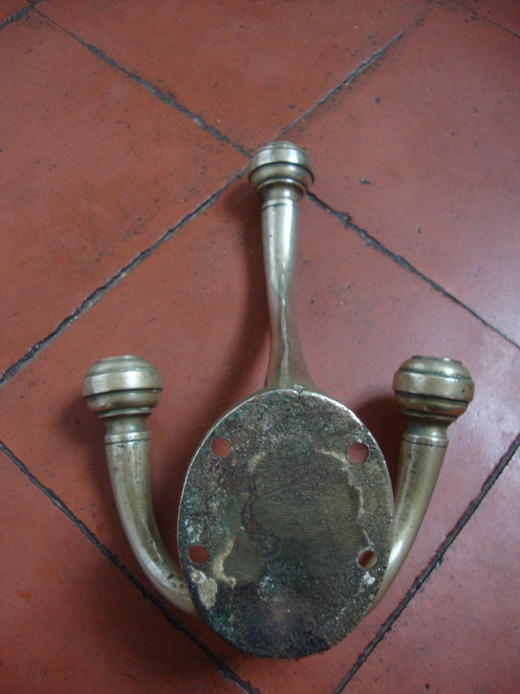 Antique superb quality German silver solid Nickel large coat hook