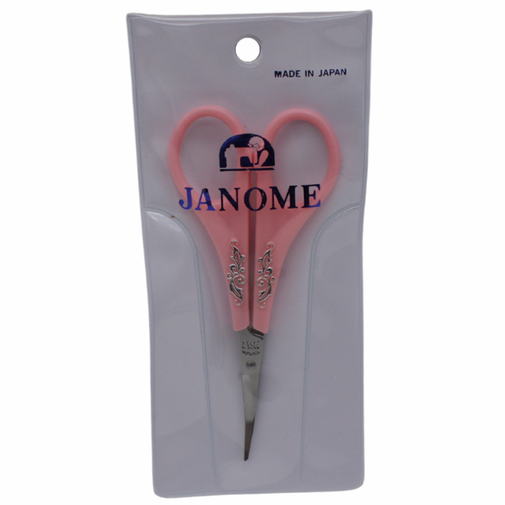 Janome 4" Pink Embroidery Scissors with Curved Tip