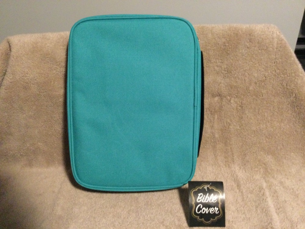 Teal Canvas Bible Cover With Scripture His Steadfast Love Endures Forever