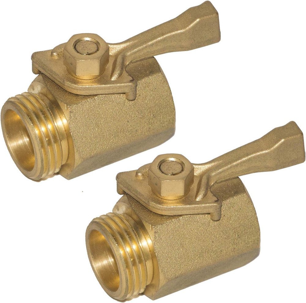2 Pack Solid Brass Garden Hose Shut off Valve with 2 Extra Rubber Washers, 3/4 I