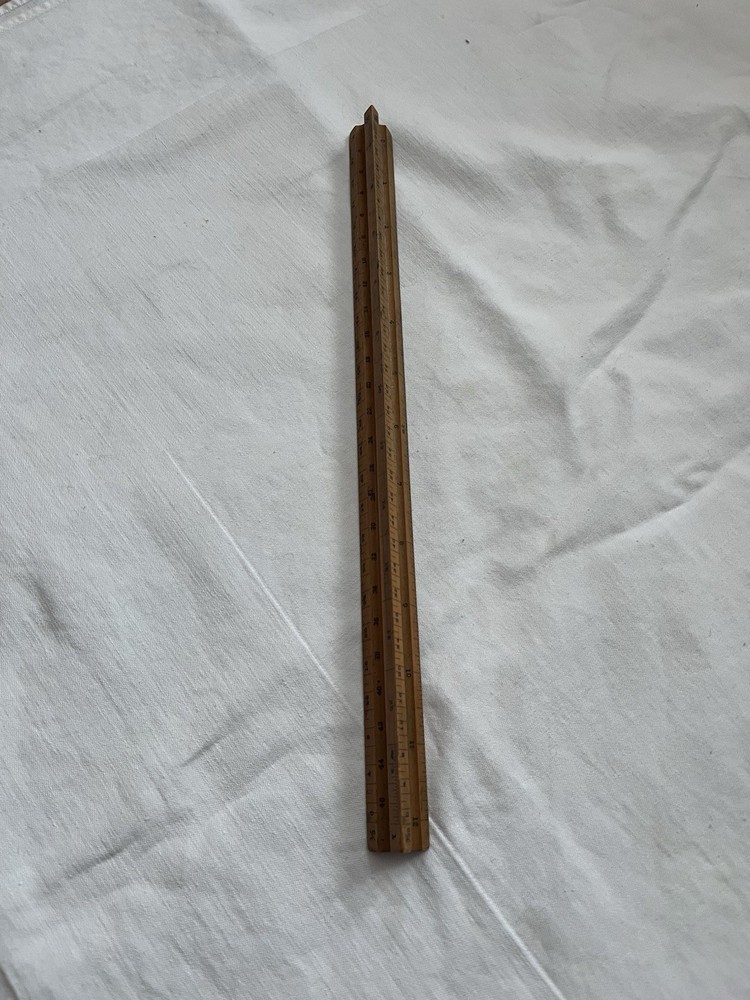 Vtg Dietzgen 1626 Wood 3-Sided Triangular 12 3/4” Drafting Ruler
