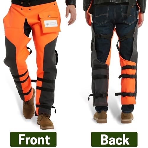 Chainsaw Chaps 8-layer Protective Apron Wrap Medium Size: 36"-38" Orange&black