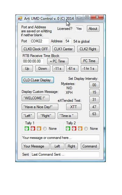 Program for controlling an ARTI Under Monitor Display (UMD)