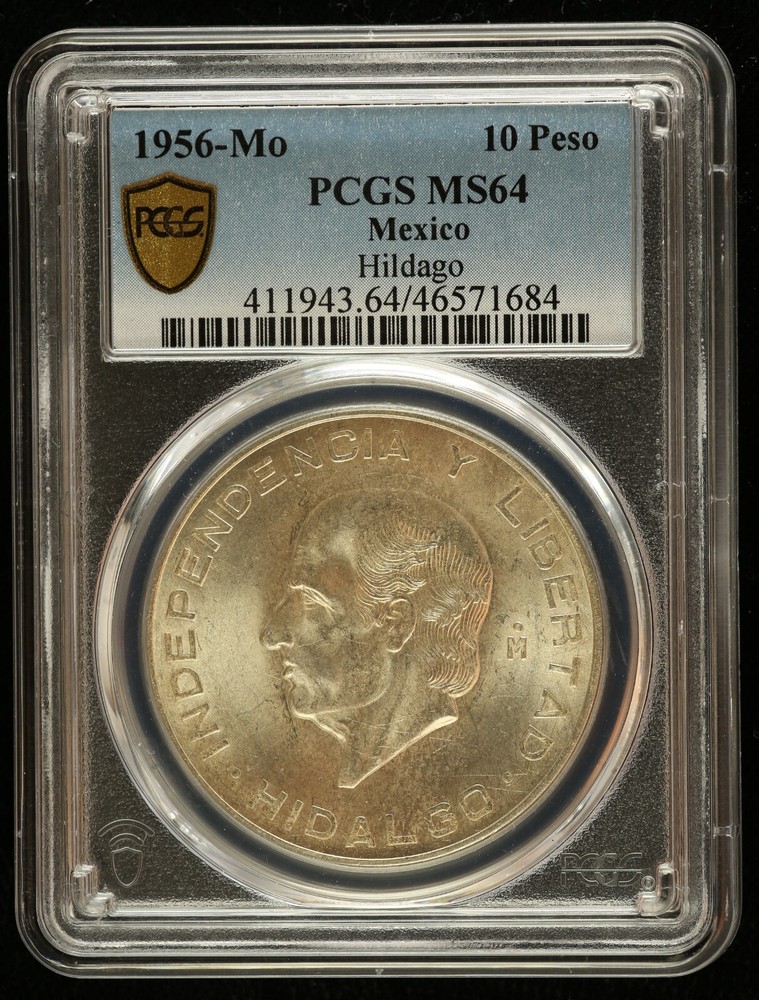 1956 Mo 10 Peso Hidalgo PCGS MS 64