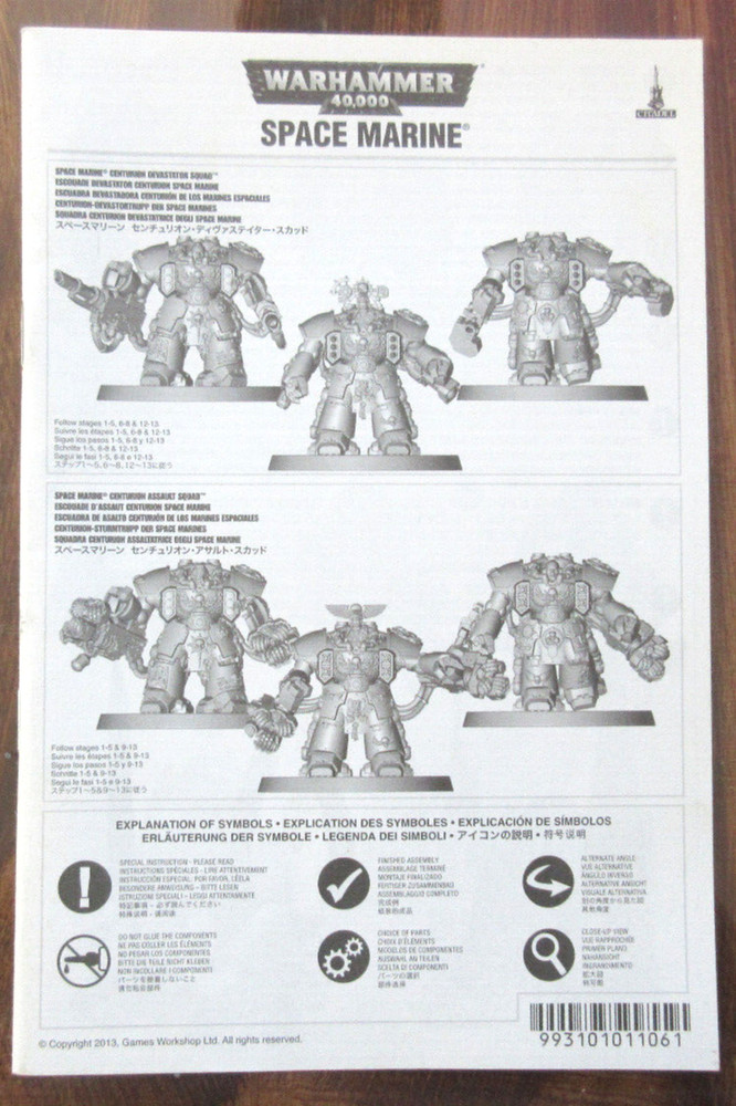 Warhammer Assembly Instruction Insert Booklet Space Marine Centurion Devastators