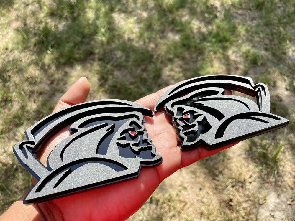 Red Eye Reaper Emblem Badge Set Matte Black Custom New