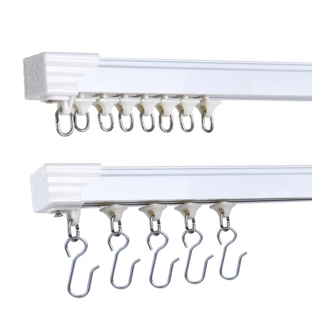 6ft Ceiling Track for Curtains, Never Rust & Enough Rollers and Hooks & Slide...
