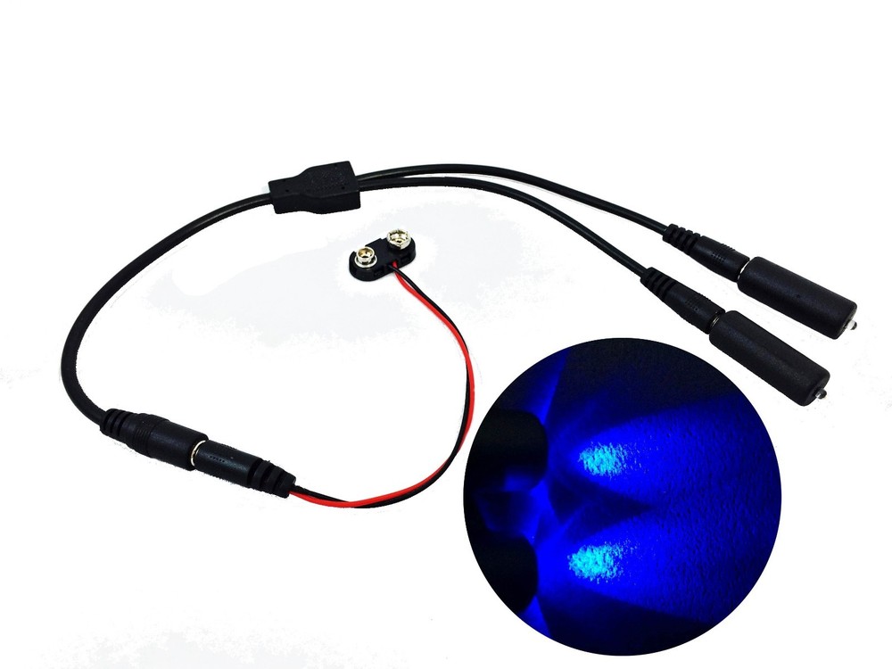 Blue LED 2X Micro Effects Light splitter cable 9V for prop scenery MELKIT2B
