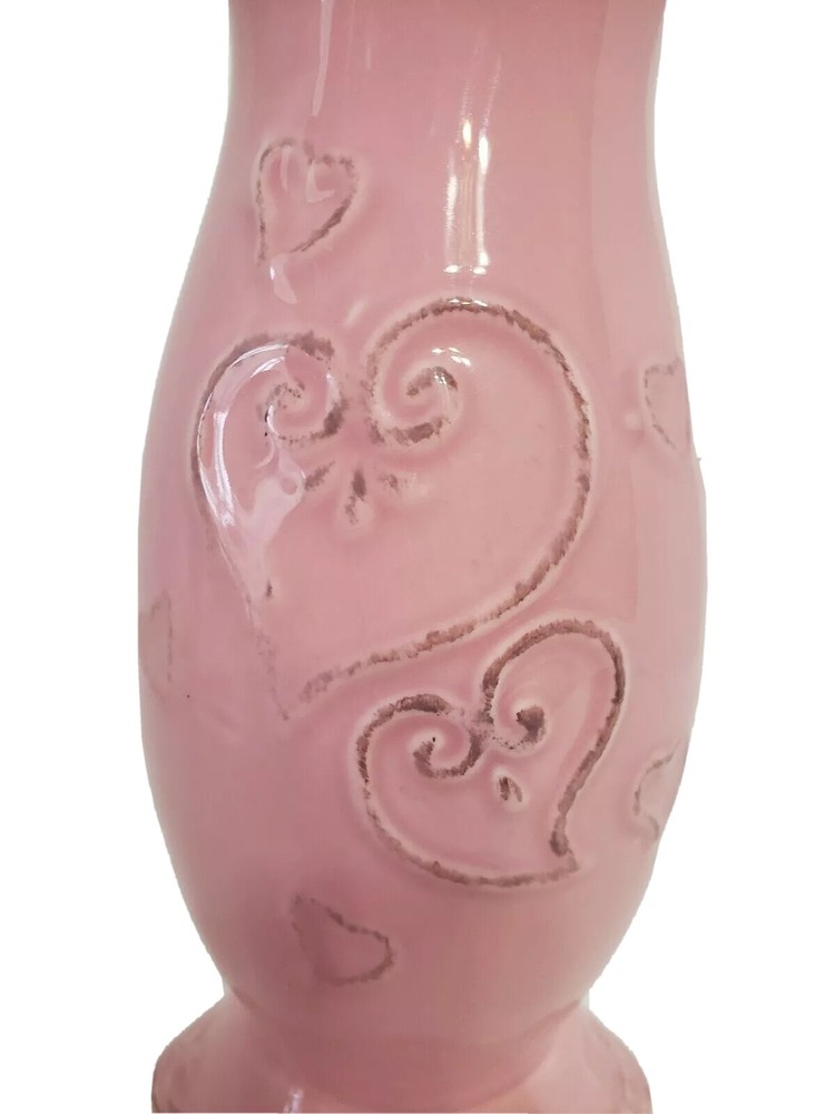Valentine Pink ceramic vase Hearts Springtime