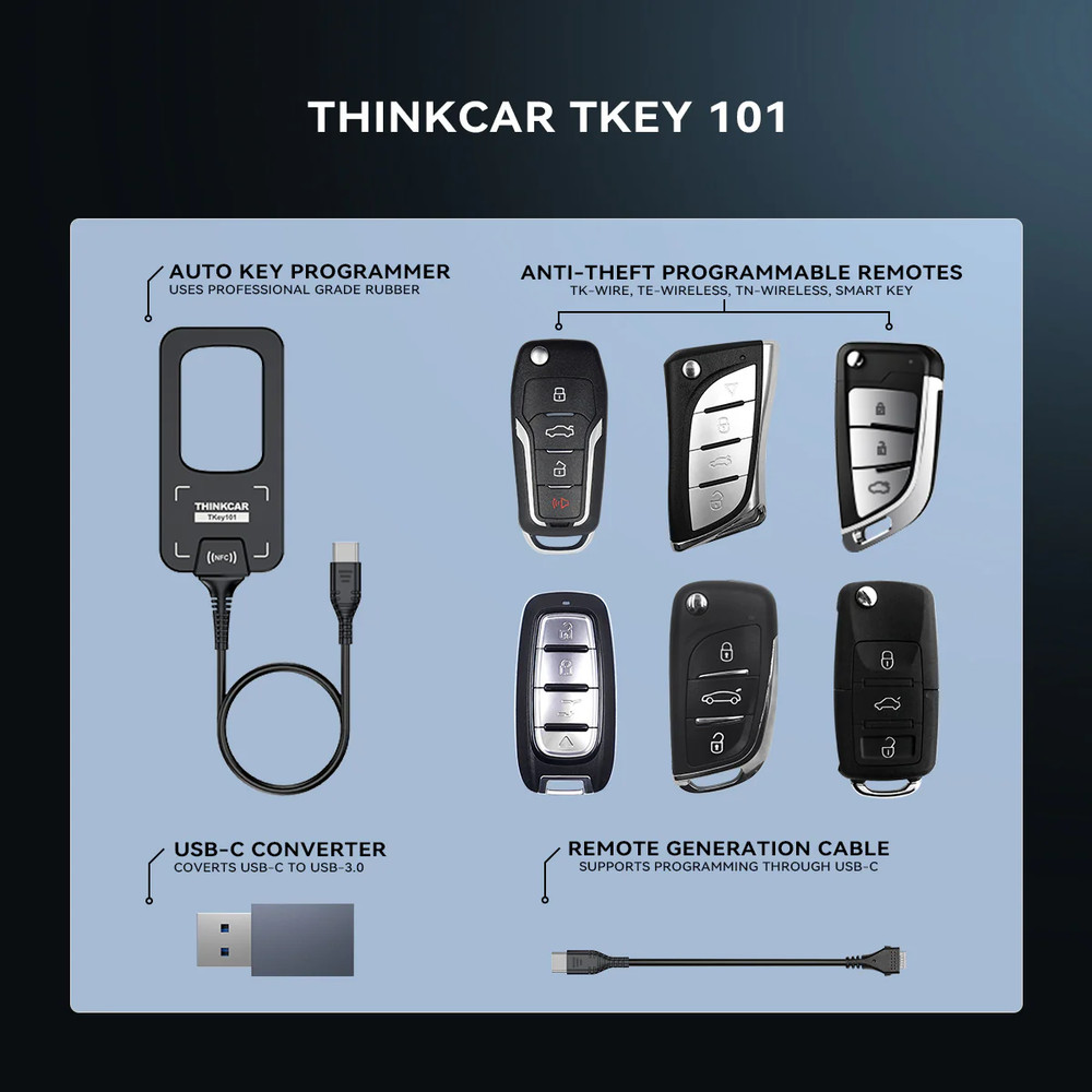 THINKCAR TKEY101 - Universal Car Key Programmer with 6 Remote Keys