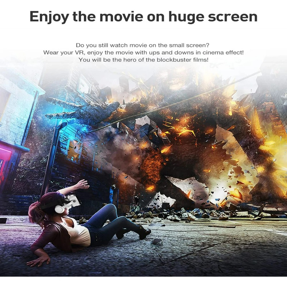 3D VR Virtual Reality Headset Goggles with Remote for iPhone Android 4.7"-6.5"