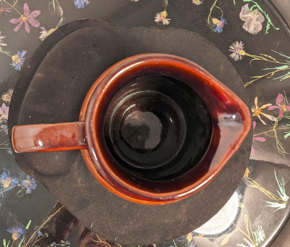 Redware Tri tone Glazed Pitcher 5 1/2 in