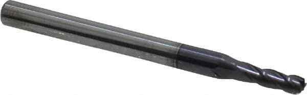 Accupro 3/32" Diam 4 Flute Single End Solid Carbide 0.03" Corner Radius End M...