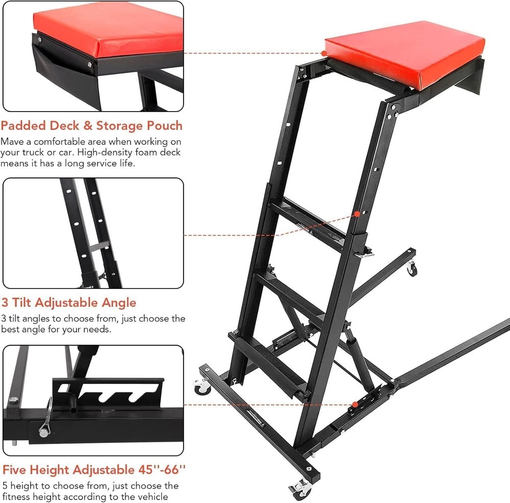 🔥400 lbs Adjustable Car Engine Creeper Thick Padded Deck Foldable Car Creeper