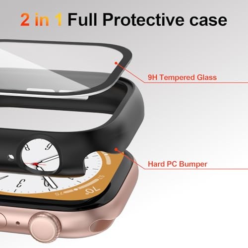 AUDOZ [2 Pack] Case for Apple Watch Screen 40mm Matte Black+Matte Black