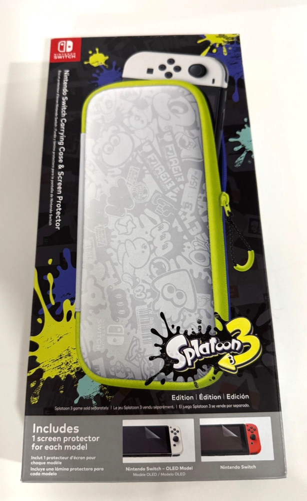 NEW Nintendo Switch Splatoon 3 Edition Carrying Case & Screen Protector