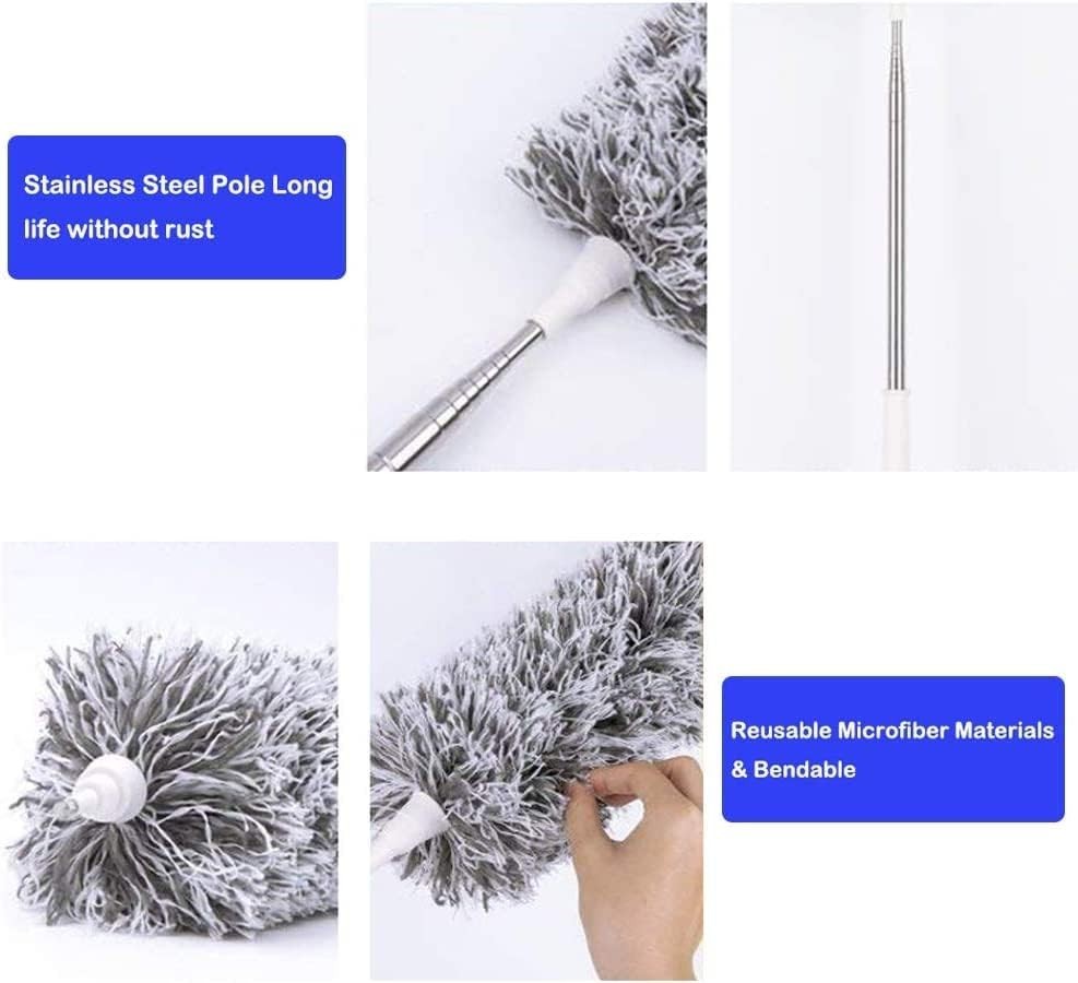 Bendable Microfiber Duster with Extendable 100-Inch Pole for Ceiling Fans & More