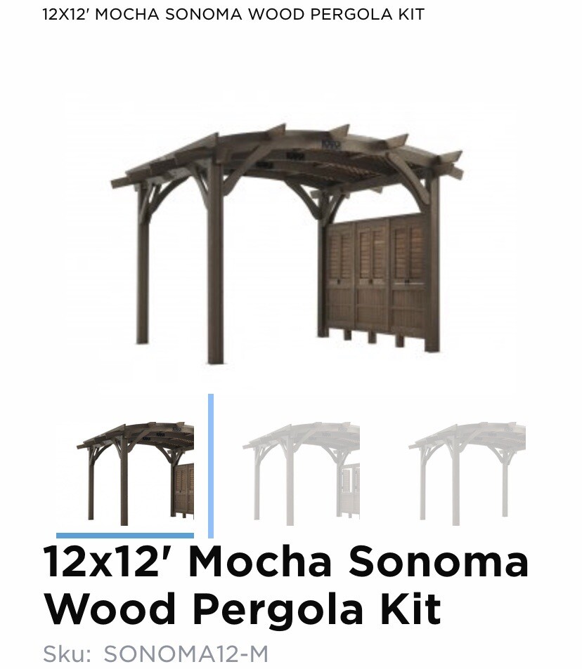 DIY 12’ FT x 12’ FT Pergola - Outside Use - Mocha
