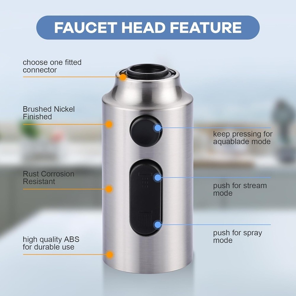 Pull Down Kitchen Faucet Sprayer Head Replacement with 9 Adapters