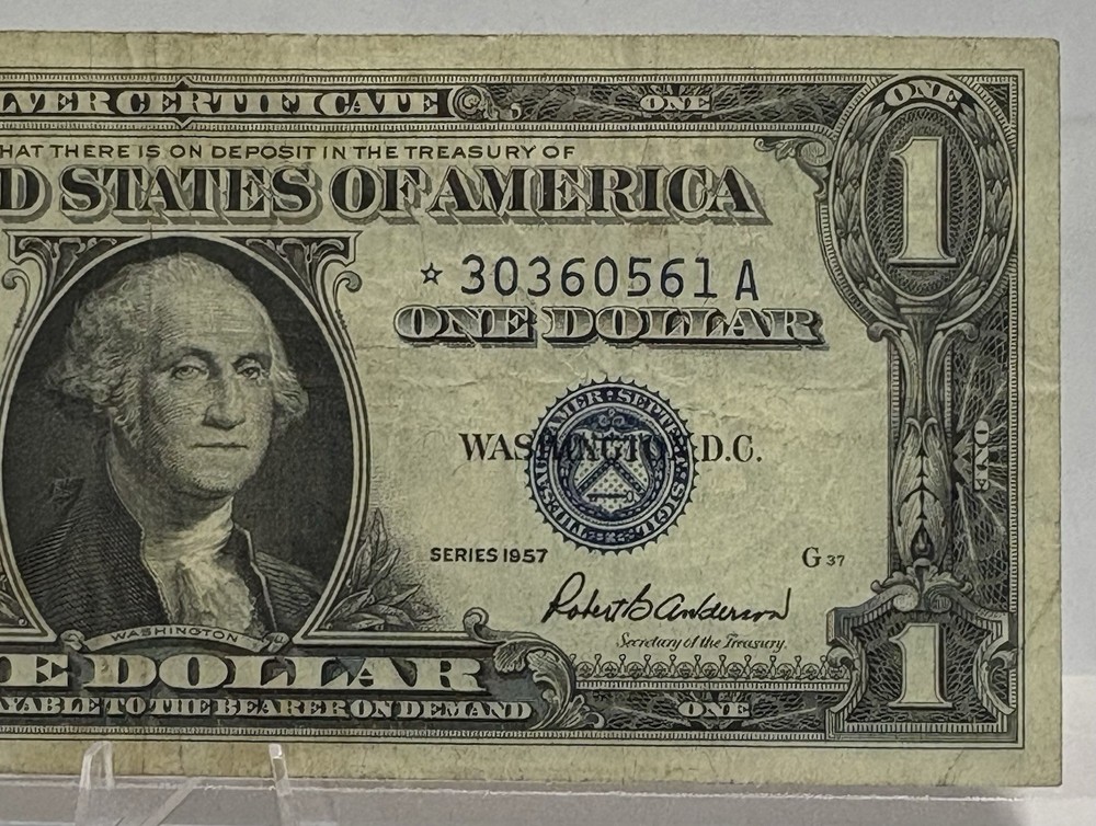 1957 $1 Note Silver Certificate Star Note, #⭐️30360561A! 🔥