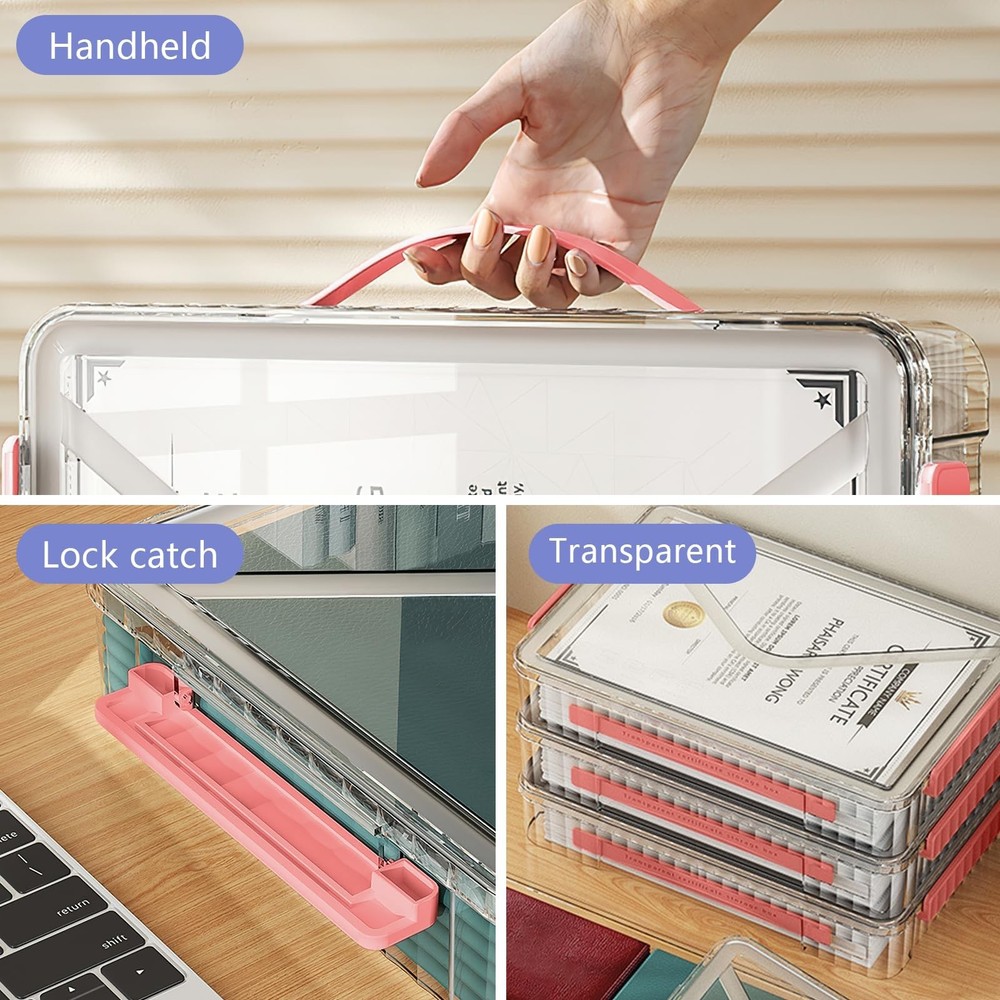 Marte Vanci Plastic Storage Bin with Lid Portable Project Case with Handle Cl...