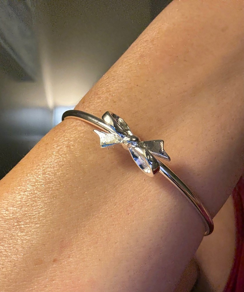 Adjustable Minimalist Bow Cuff Bracelet in 925 Sterling Silver