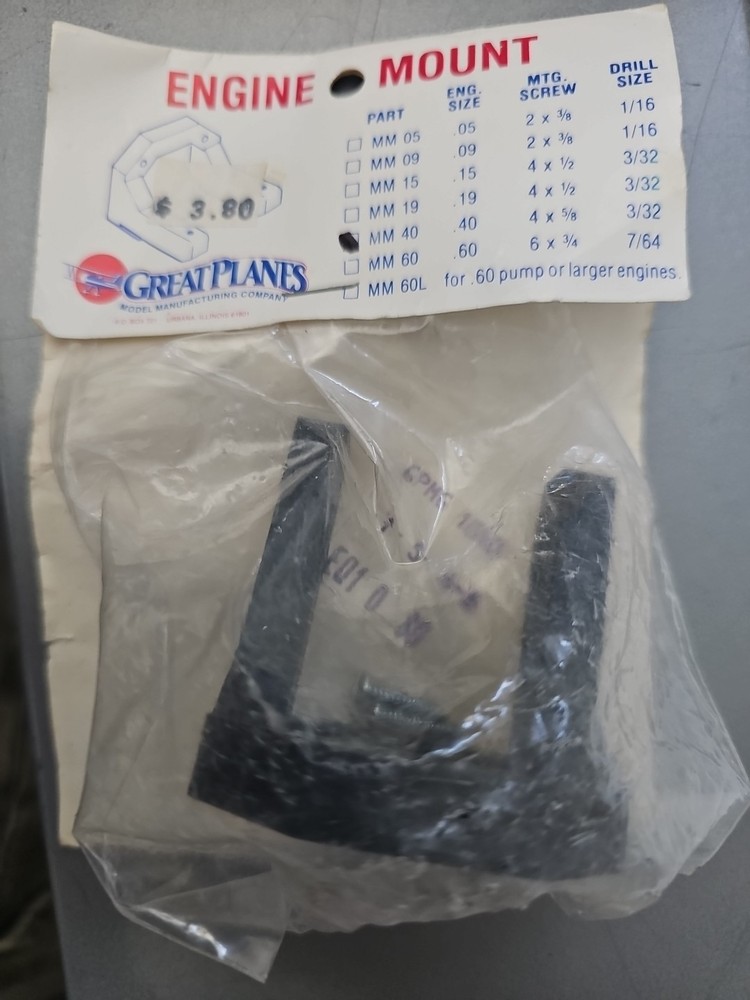 Great Planes rc plane Engine Mount MM 40 .40 NOS