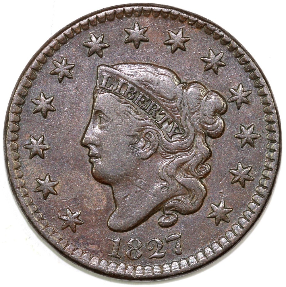 1827 1c N-11 Coronet or Matron Head Large Cent