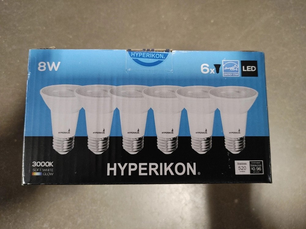 Hyperikon PAR20-8D30 LED Bulb Dimmable 8W Flood Light E26 3000K  Box of 6