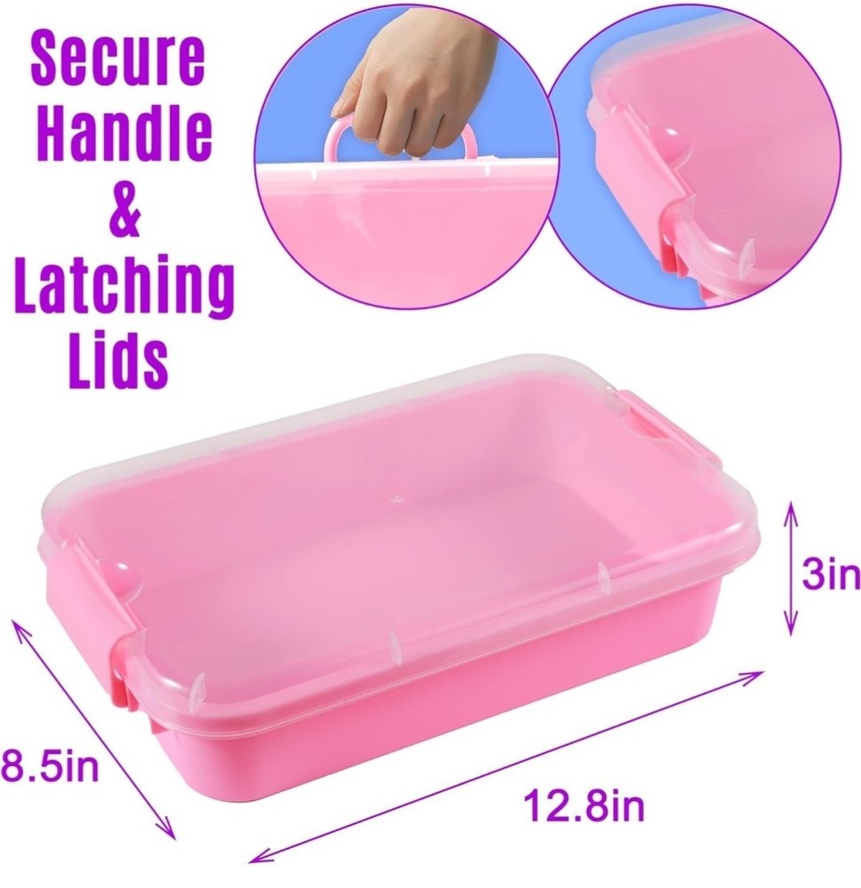 3 Pack,Empty Sensory Bin,13.5 Inch Storage Container,Portable Plastic Storage...