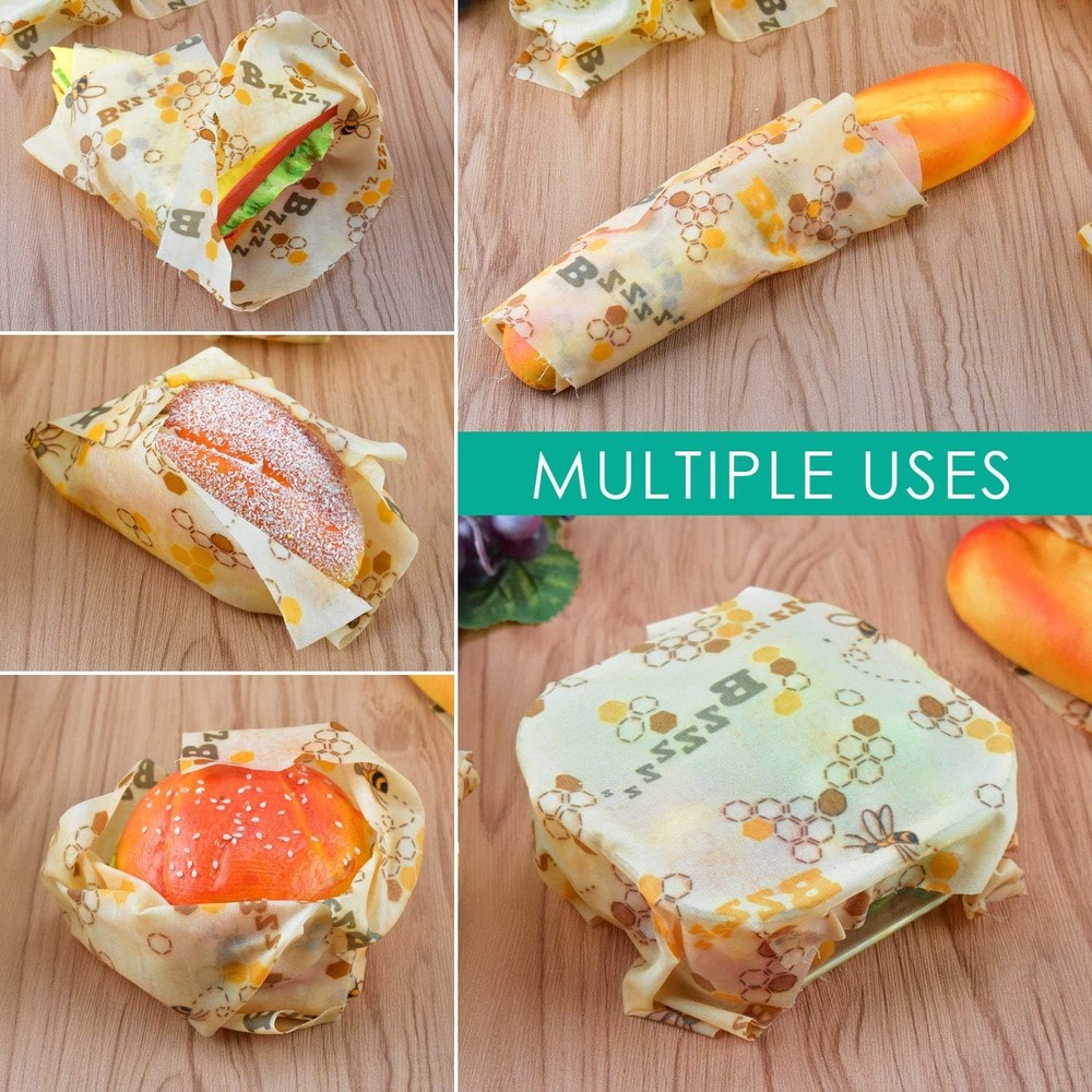 Eco Friendly Beeswax Food Wrap Reusable Storage for Snacks and Bread