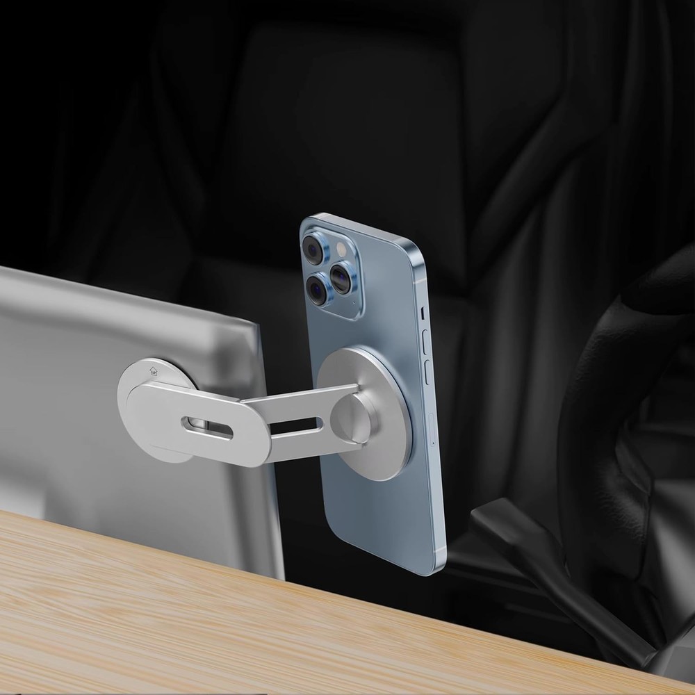 Doolkin® Pizo Mount 2, Laptop Phone Holder, Adjustable Stand, Silver
