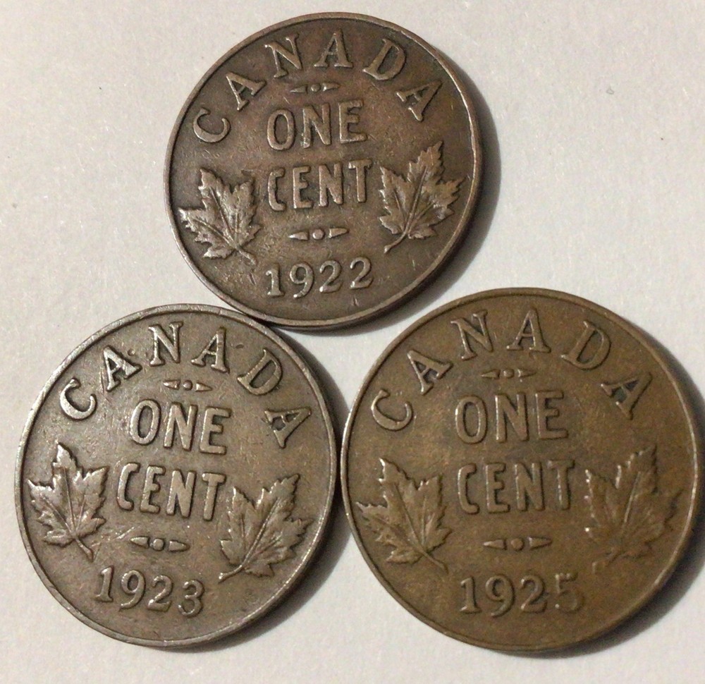 1922 1923 1925 Canada Small Cent BROWN
