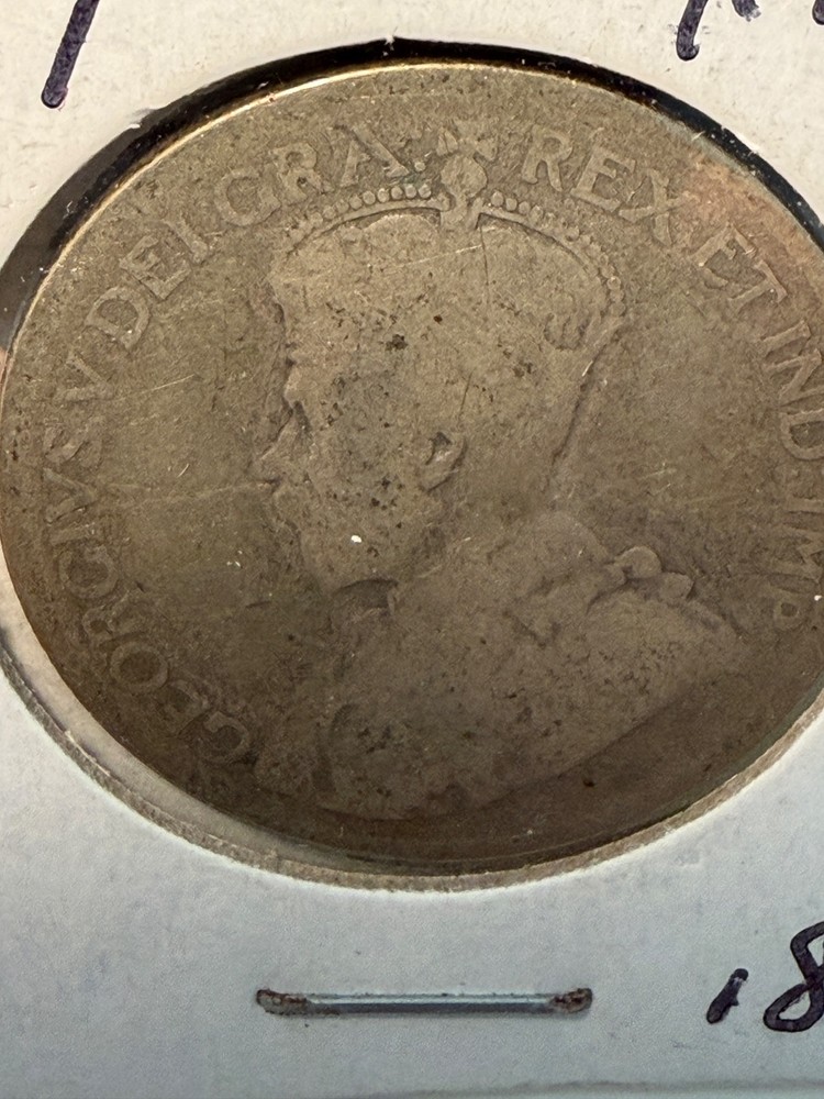 1929 Canadian 25-cent silver coin