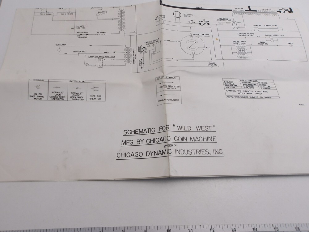Chicago Coin - Wild West- Schematic - NOS