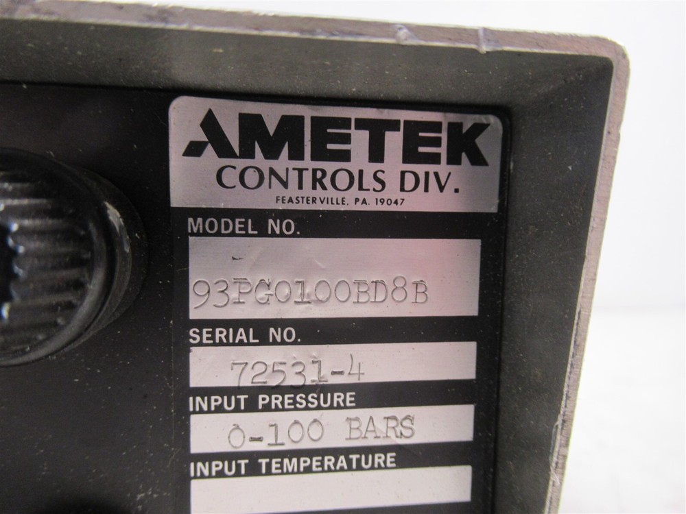 Ametek 93P Digital Pressure Indicator 93PG0100BD8B 0-100 Bars