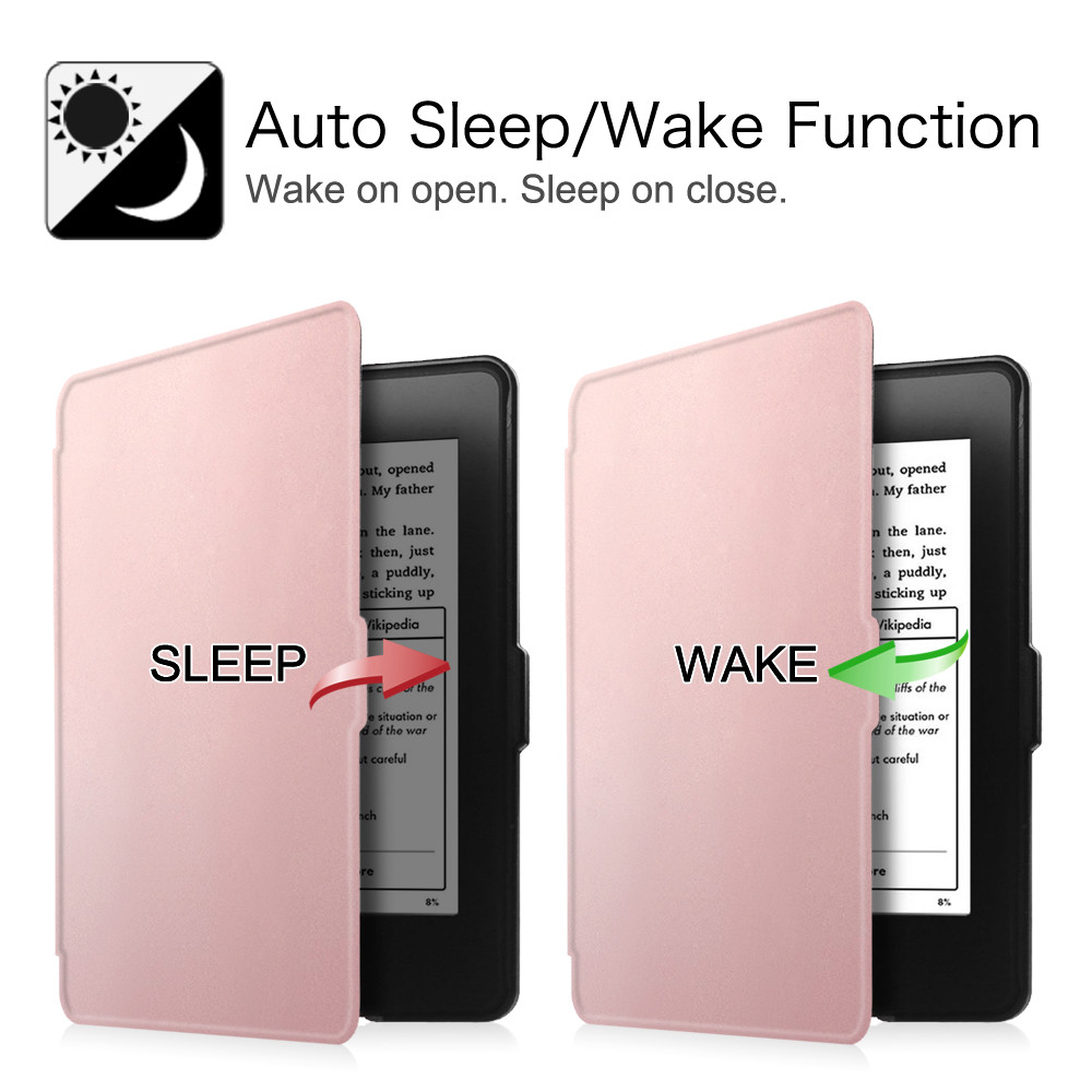 For 2012-2017 Amazon Kindle Paperwhite PU Leather SlimShell Case Auto Sleep/Wake