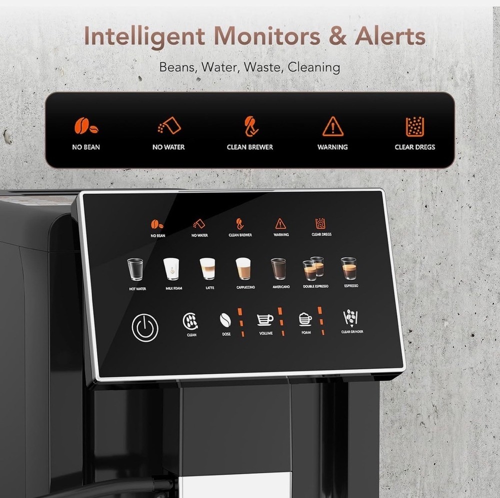 20 Bar Super Automatic Espresso Mac. Fully Automatic Coffee Machine with Grinder