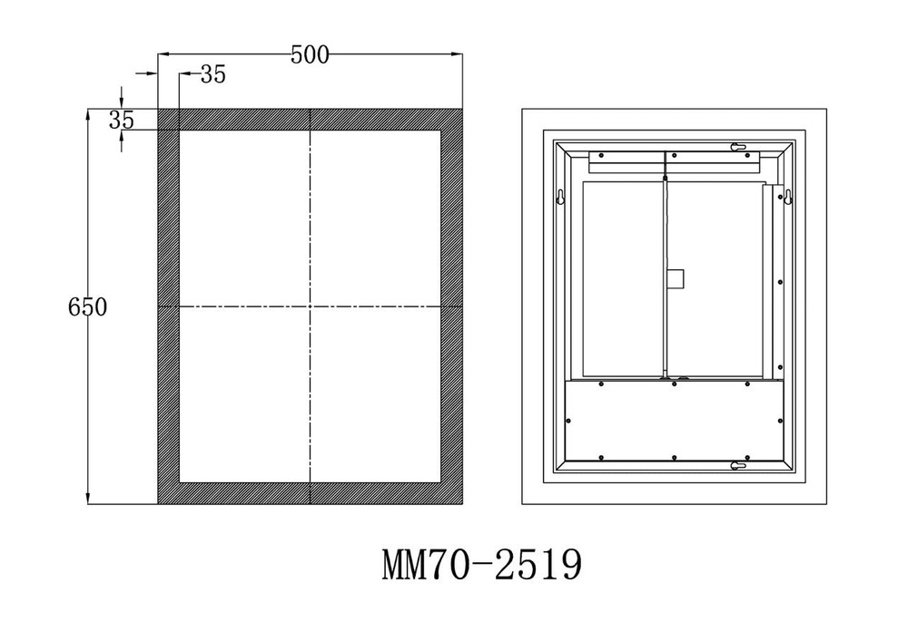 SYLVA LED LIGHTED BATHROOM VANITY SQUARE MIRROR - 25 x 19