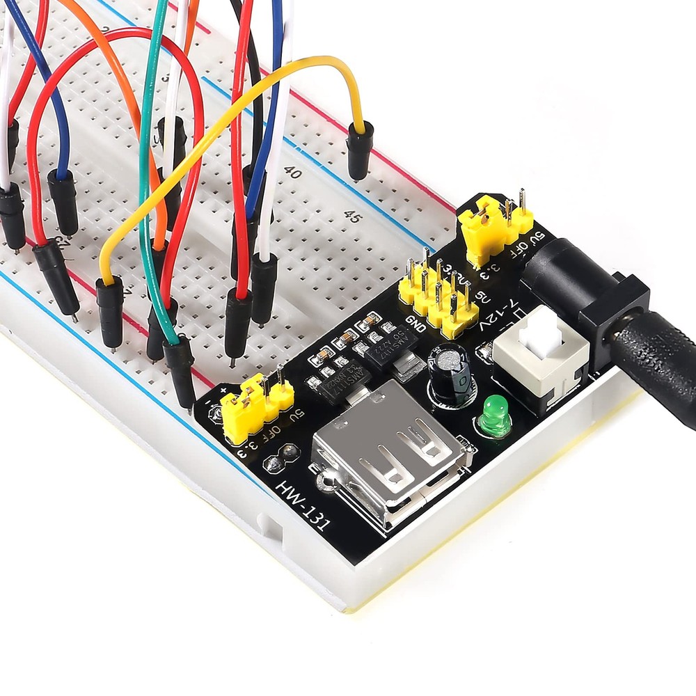 Electronic Breadboard Component Fun Kit 830 Tie Point Power Supply Jumper LEDs