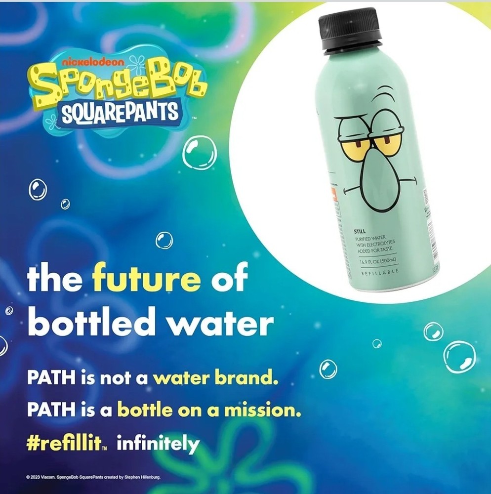 Squidward PATH Water Refillable 16.9oz CASE 12 Aluminum Bottles