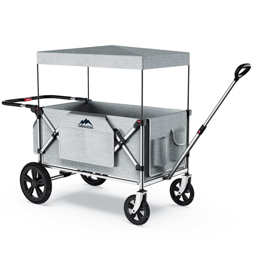 Foldable Wagon Stroller, Stroller Wagon for 2 Kids with 5-Point Harnesses,Adj...