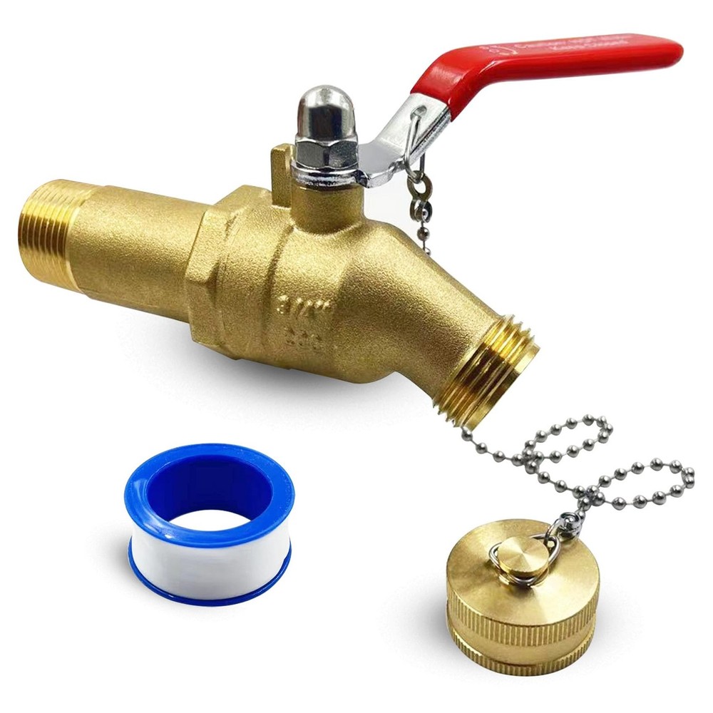 Upgrade Water Heater Drain/Flush valve kit, Full-Port Valves 3/4"MIP x 3/4" G...