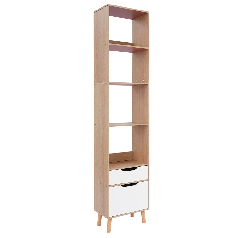 Bookshelf with Drawers, Bookcase Storage Organizer, Floor Standing Storage Rack