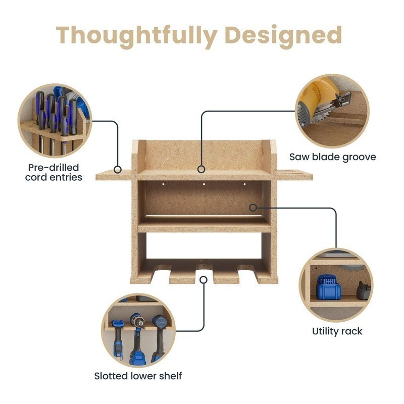 Wall-Mounted Tool Storage Organizer Drills Hammers Cords Saws & Bits Dock New