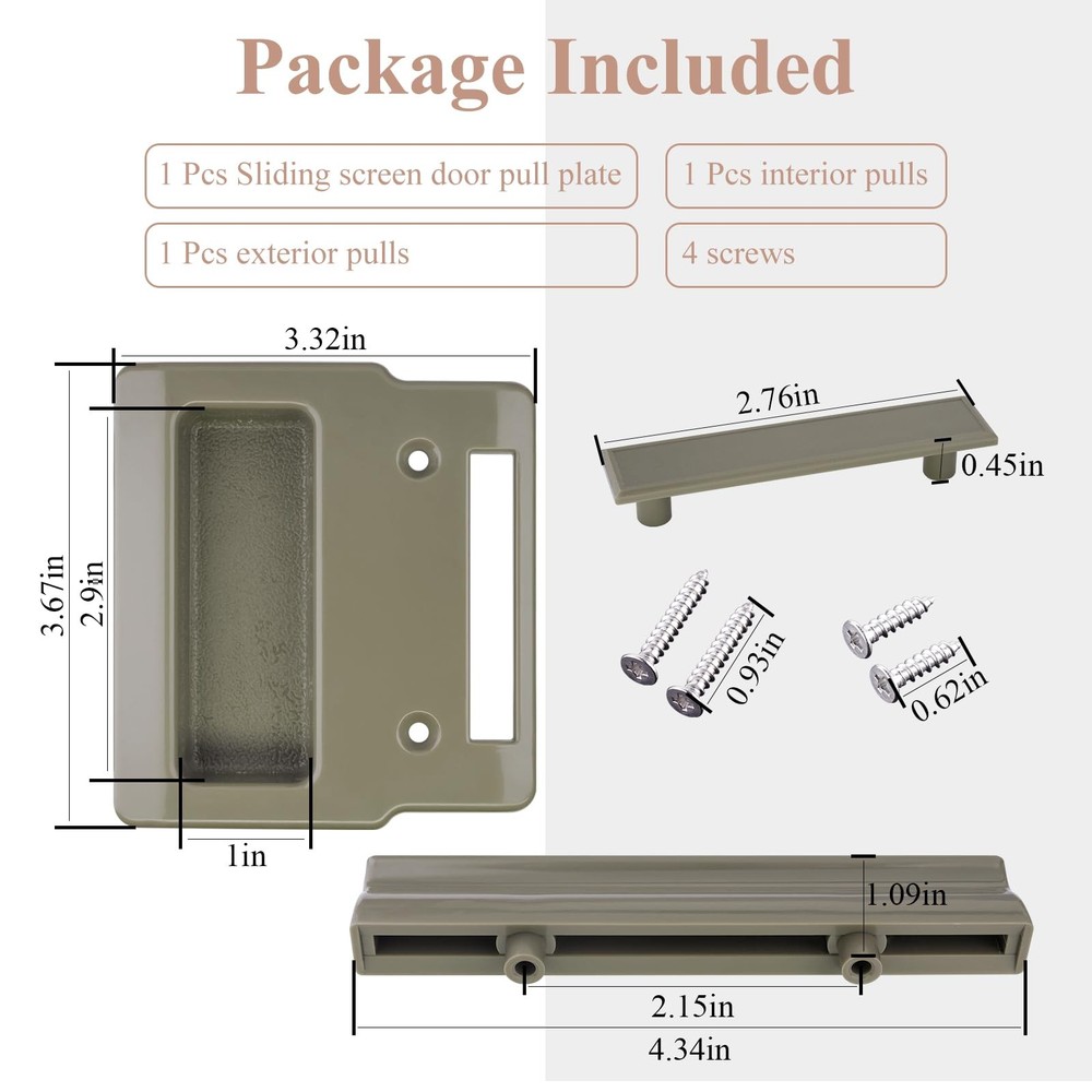 Stone Screen Hardware Kit for Andersen Doors, Fits Andersen A-Series Gliding ...